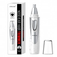 ZORAMI Ear and Nose Hair Trimmer Clipper - 2024 Professional Painless Eyebrow & Facial Hair Trimmer for Men Women, Battery-Operated Trimmer with IPX7 Waterproof, Dual Edge Blades for Easy Cleansing White